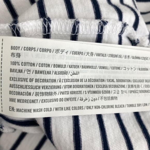 Abercrombie & Fitch Essential Premium Polished Relaxed Tee White Navy Stripe - Picture 4 of 4